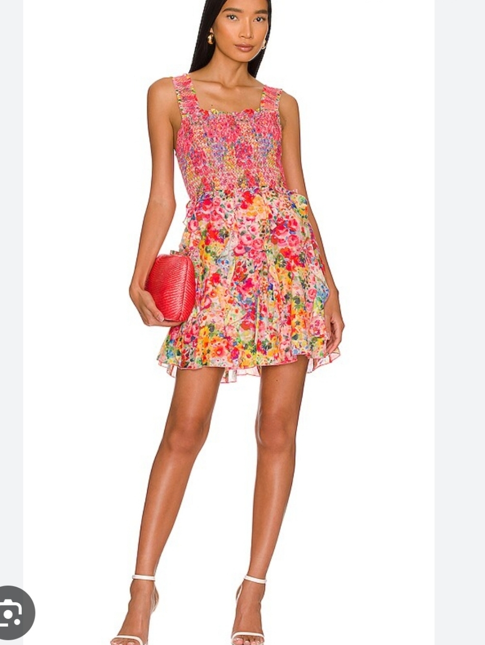 Alice + Olivia Jocelyn mini Dress Garden Floral  - Pink Multicolor